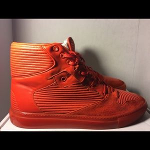 Balenciaga Red Suede-Accented Leather Sneakers